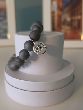 Kinsley Armelle Matte Gray Beaded Bracelet